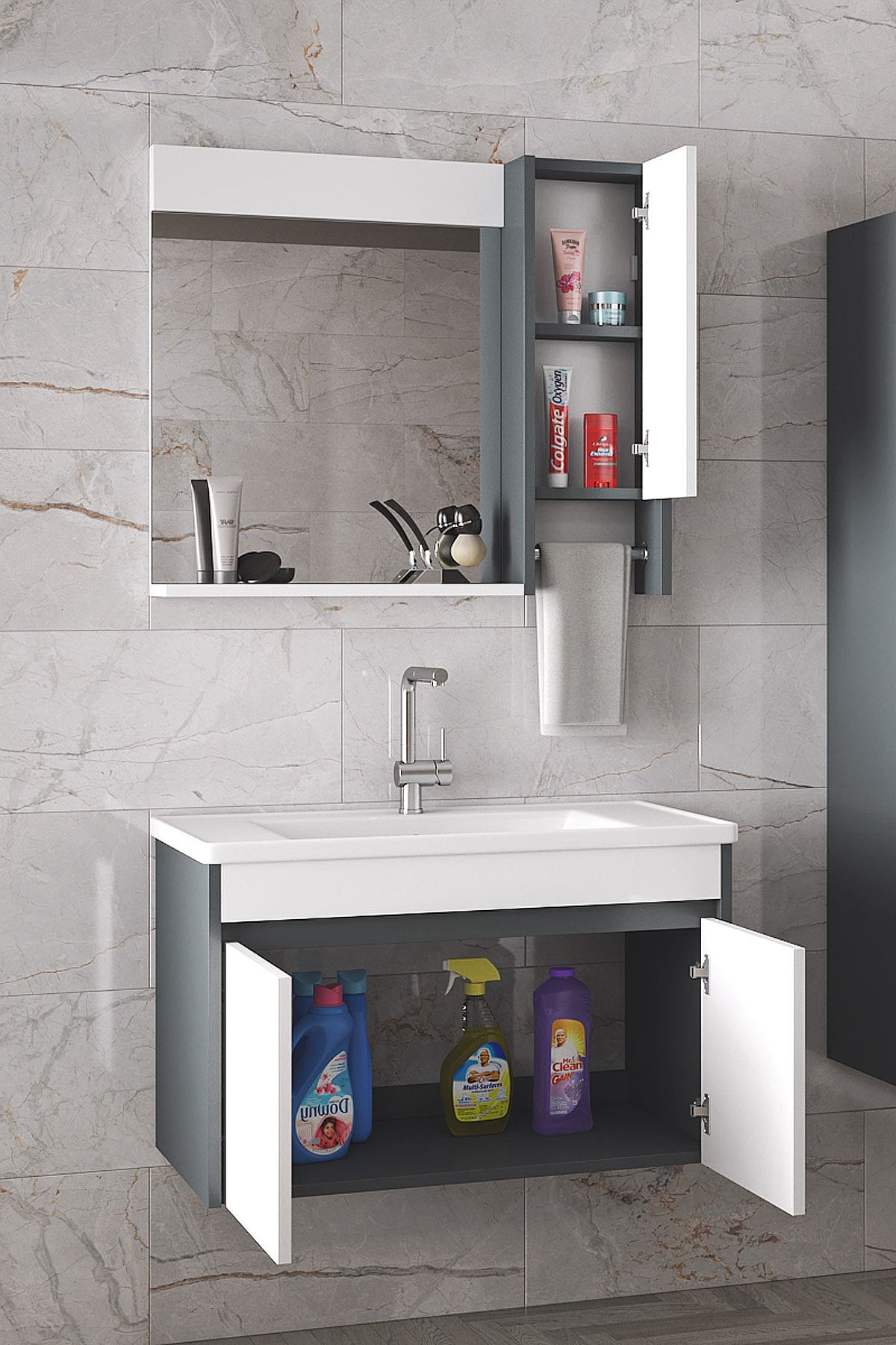 Estella-OA%20-65%20cm%20Mdf-Lavabolu%20Banyo%20Dolabı%20Takımı**Demonte%20Değil**
